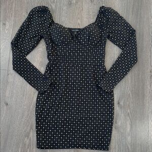 As U Wish Black Dress with Gold Dots